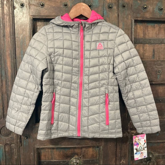 Reebok Other - Girls Size Small (7/8) Packable Jacket Reebok Glacier Shield Grey & Pink NWT